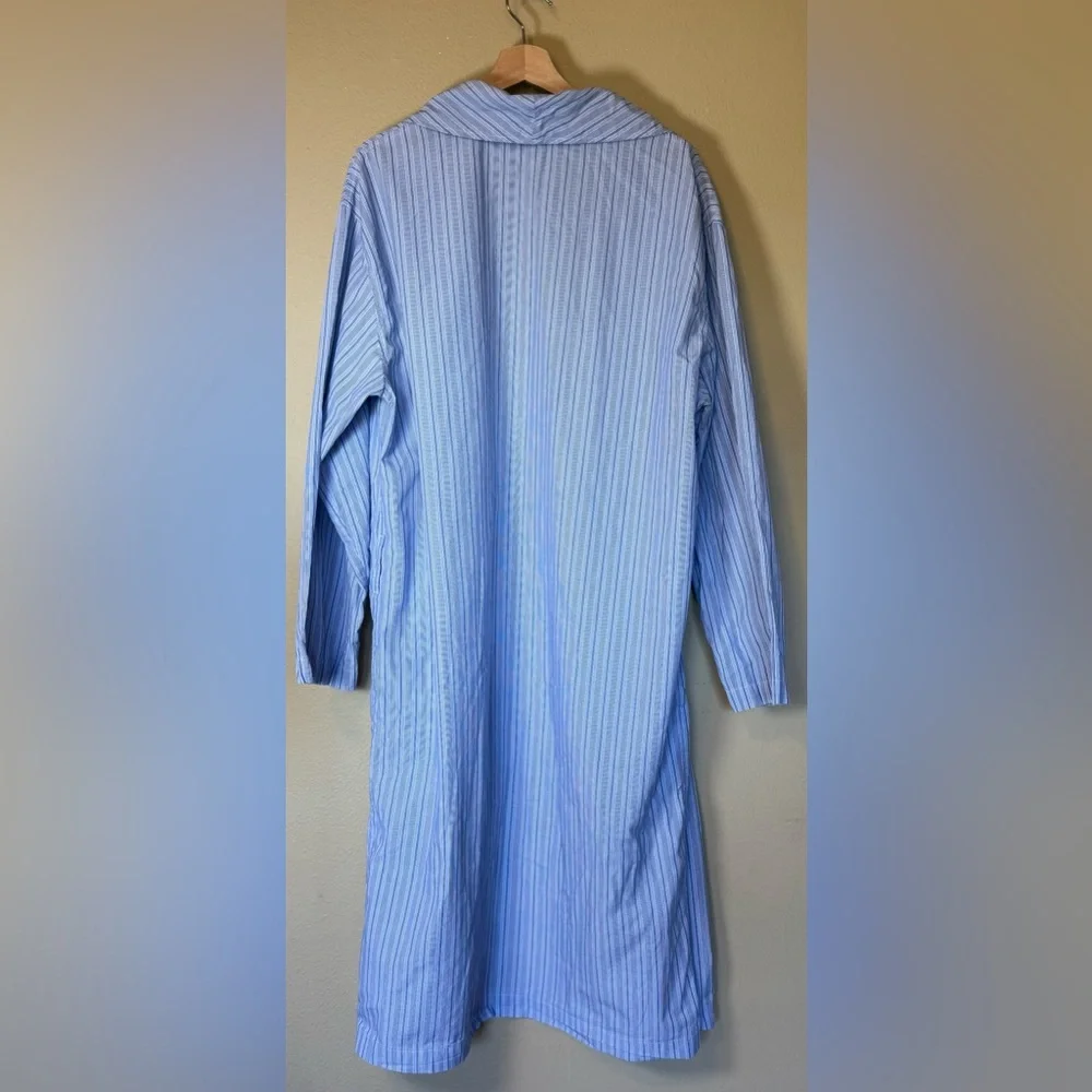 Polo Ralph Lauren Blue and White Striped Cotton Classic Robe Size S/M